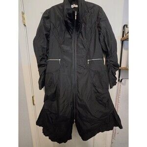Pile Ou Face Paris Trench Coat Duster - Size 4 Long Whimsical Goth Classic Black